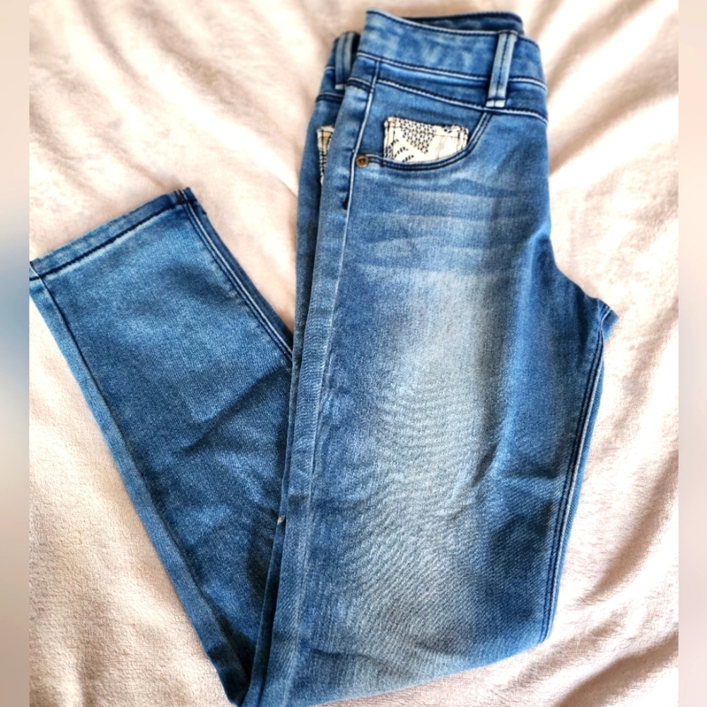 Laced Blue Jean Pants